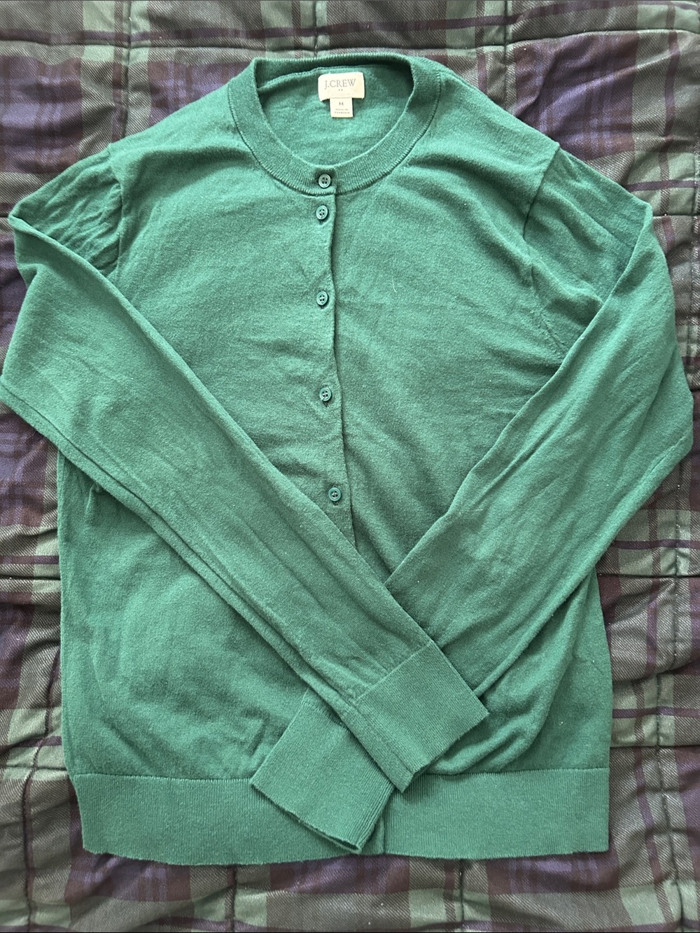 NWOT J. Crew Women's Green Button-Up Crewneck Sweater